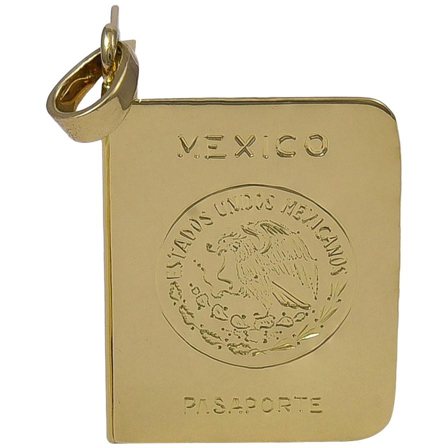 Gold Mexico Passport Charm or Locket