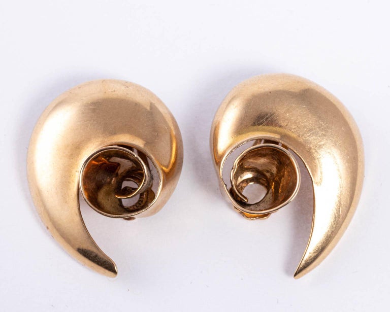 Gold MidCentury Modern ClipOn Earrings For Sale at 1stDibs