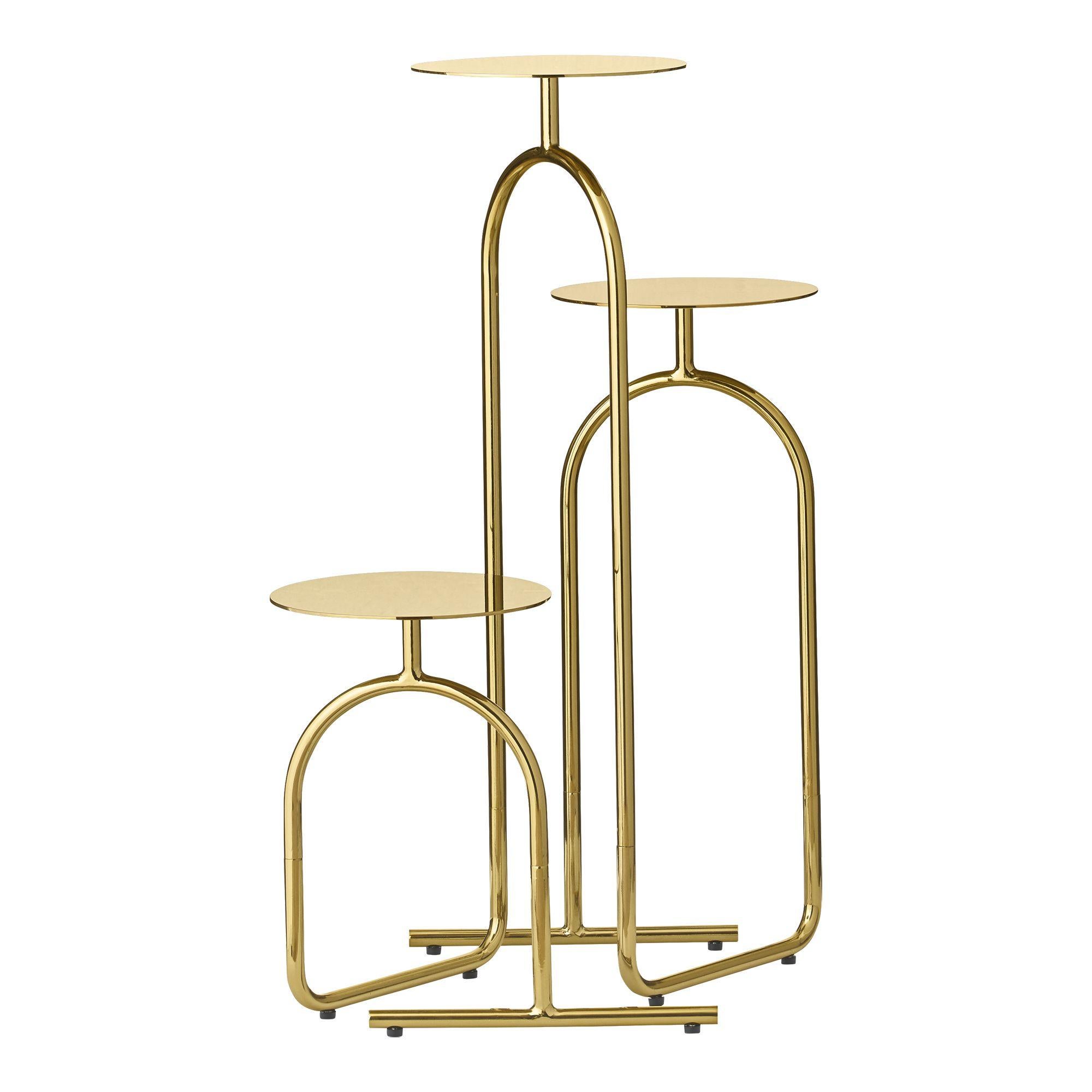 Modern Gold Minimalist Pedestal Table For Sale
