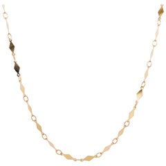 Gold Mirror Necklace, Sparkly 14 Karat Yellow Gold, Diamond Shape