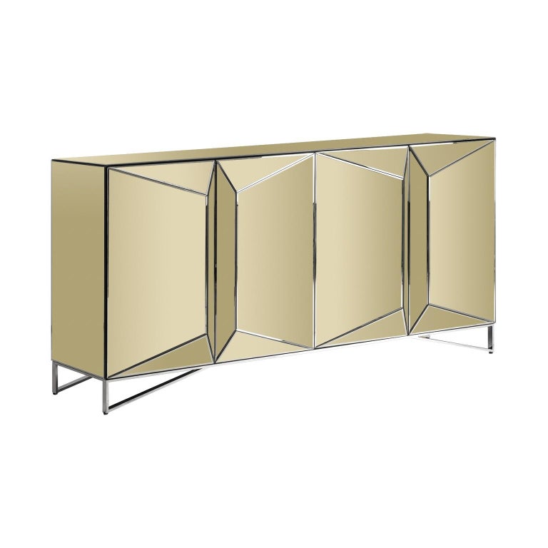 Gold Mirrored And Chrome Sideboard Gold Mirrored And Chrome Sideboard