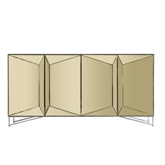 Gold Mirrored and Chrome Sideboard