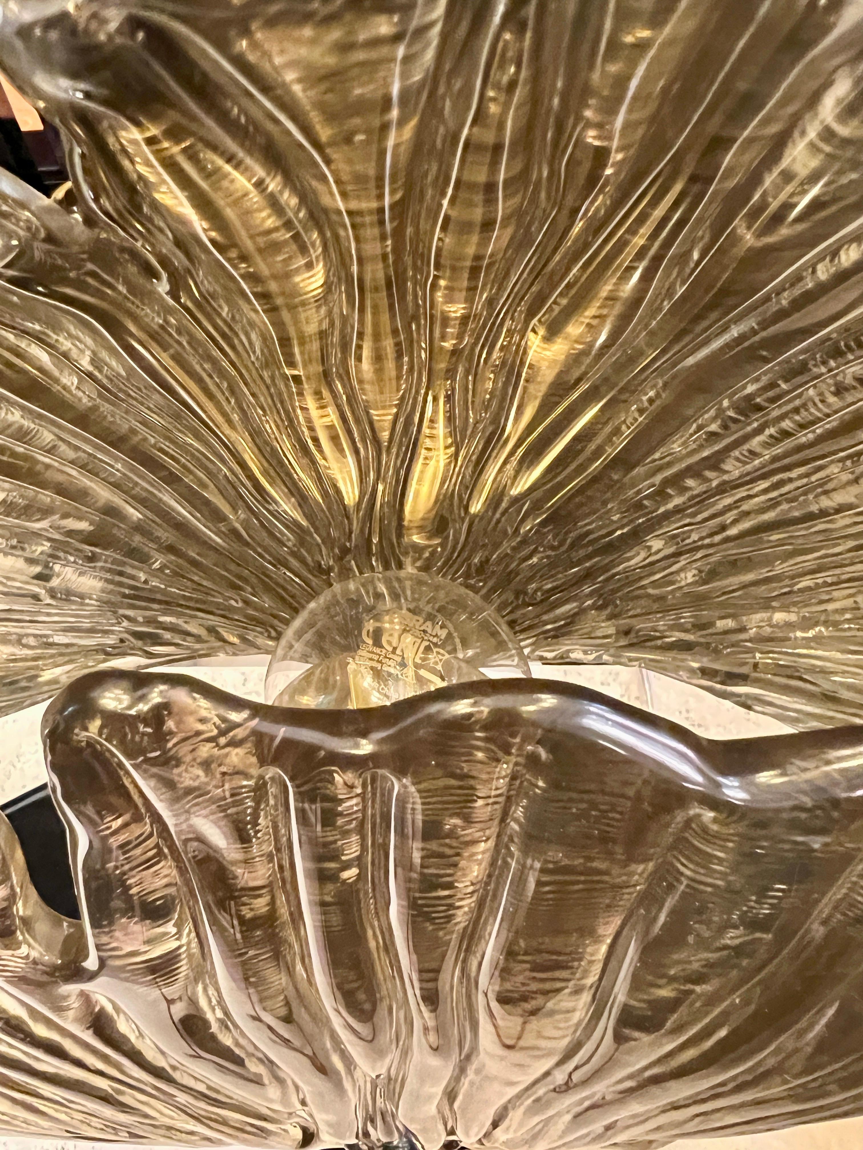 Fine XX secolo Lampada da tavolo in vetro di Murano a specchio dorato con foglie di Ginkgo, anni '80 in vendita