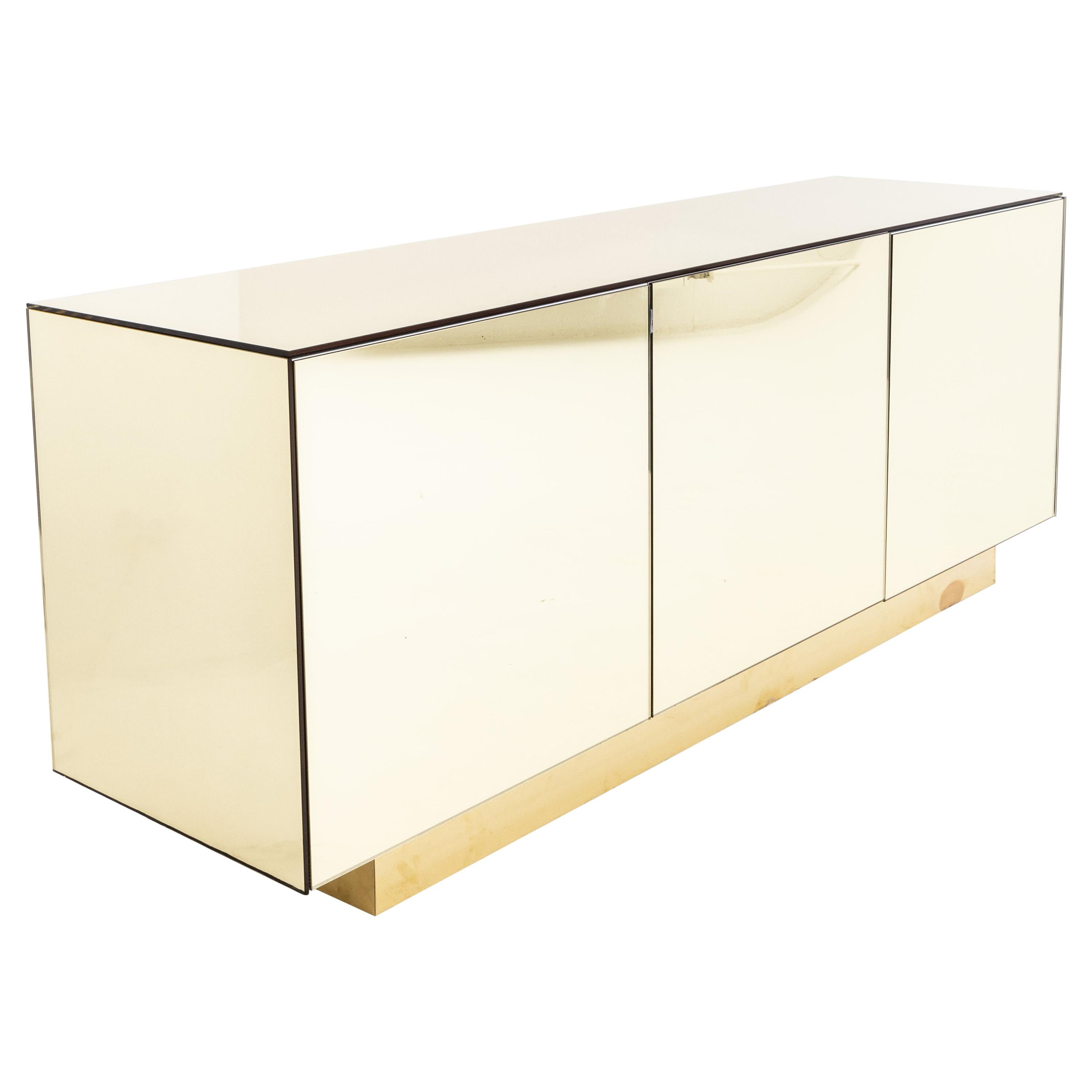 Gold Mirrored Sideboard, Italy, 1970s