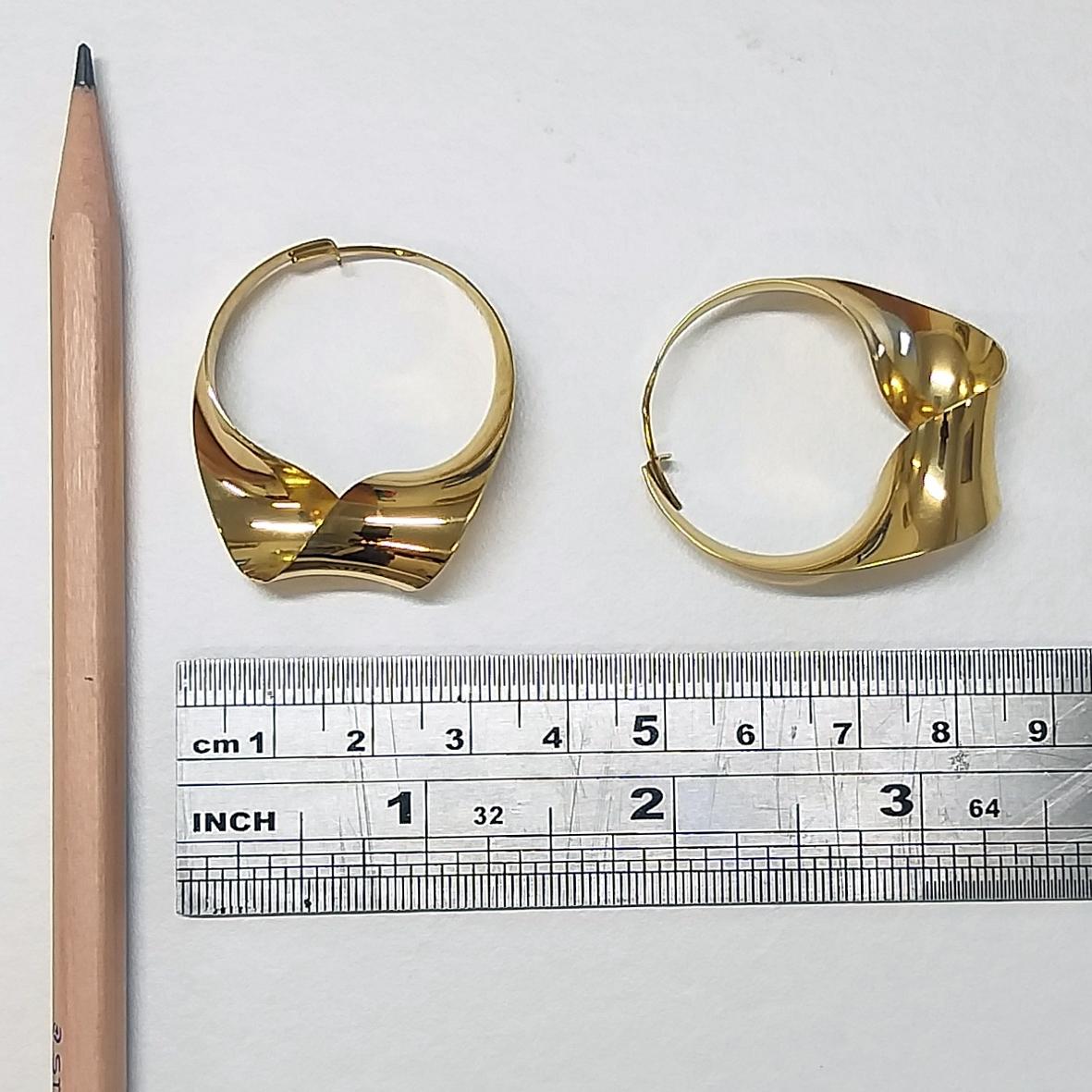 Mobius Hoops, Vintage Anticlastic Gold Vermeil Earrings, Gerhard Herbst Studio For Sale 2