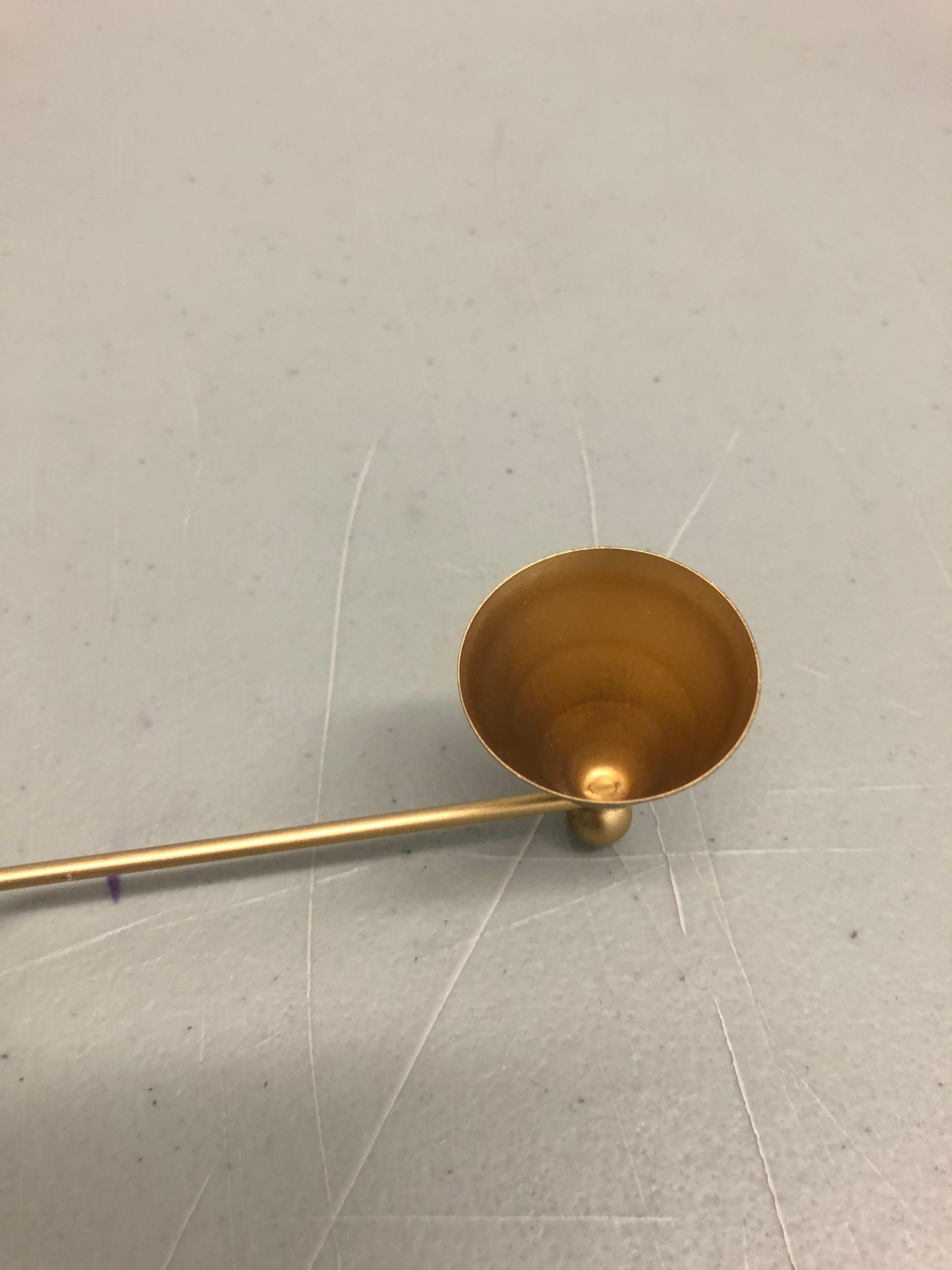 Gold Modern Candle Snuffer with Curly Handle In Good Condition In Oakland Park, FL
