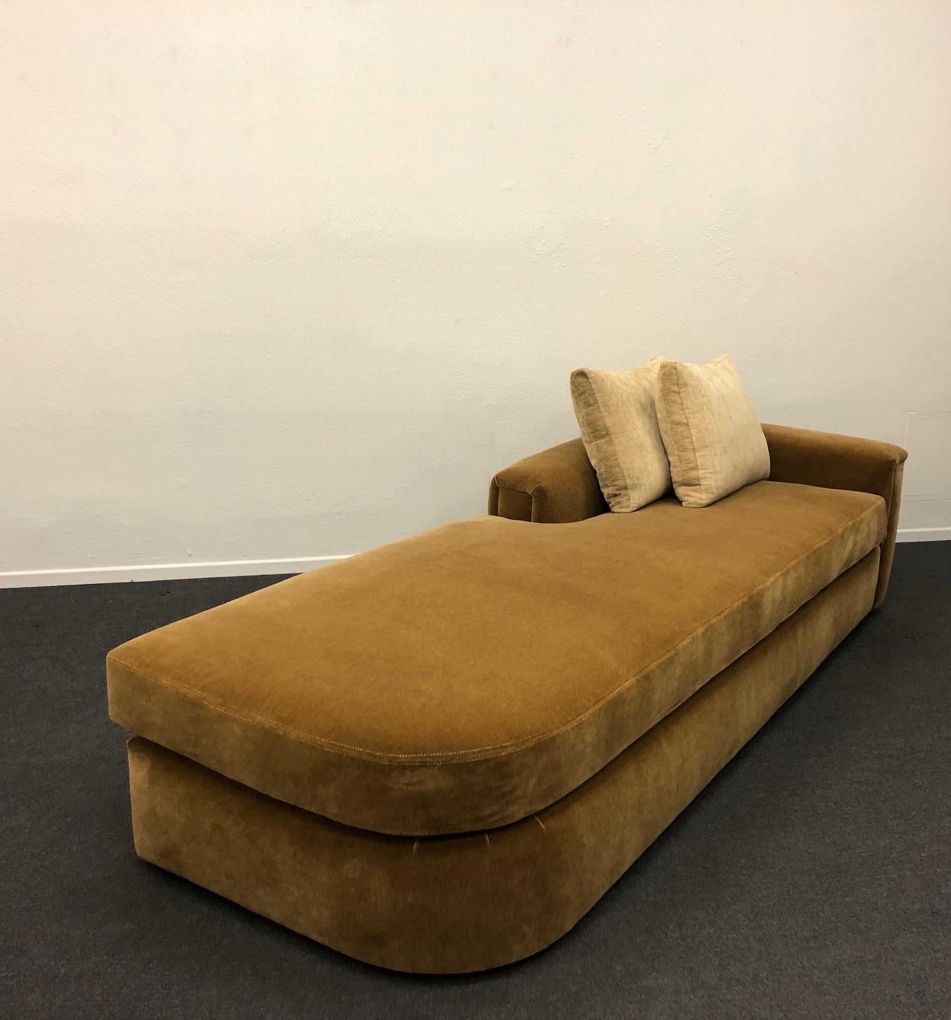 Late 20th Century Gold Mohair Chaise by Steve Chase