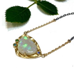Gold Monet Necklace featuring a 5.67 Carat Australian White Opal from K.Mita