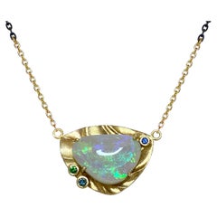 Gold Monet Necklace featuring a 5.67 Carat Australian White Opal from K.Mita