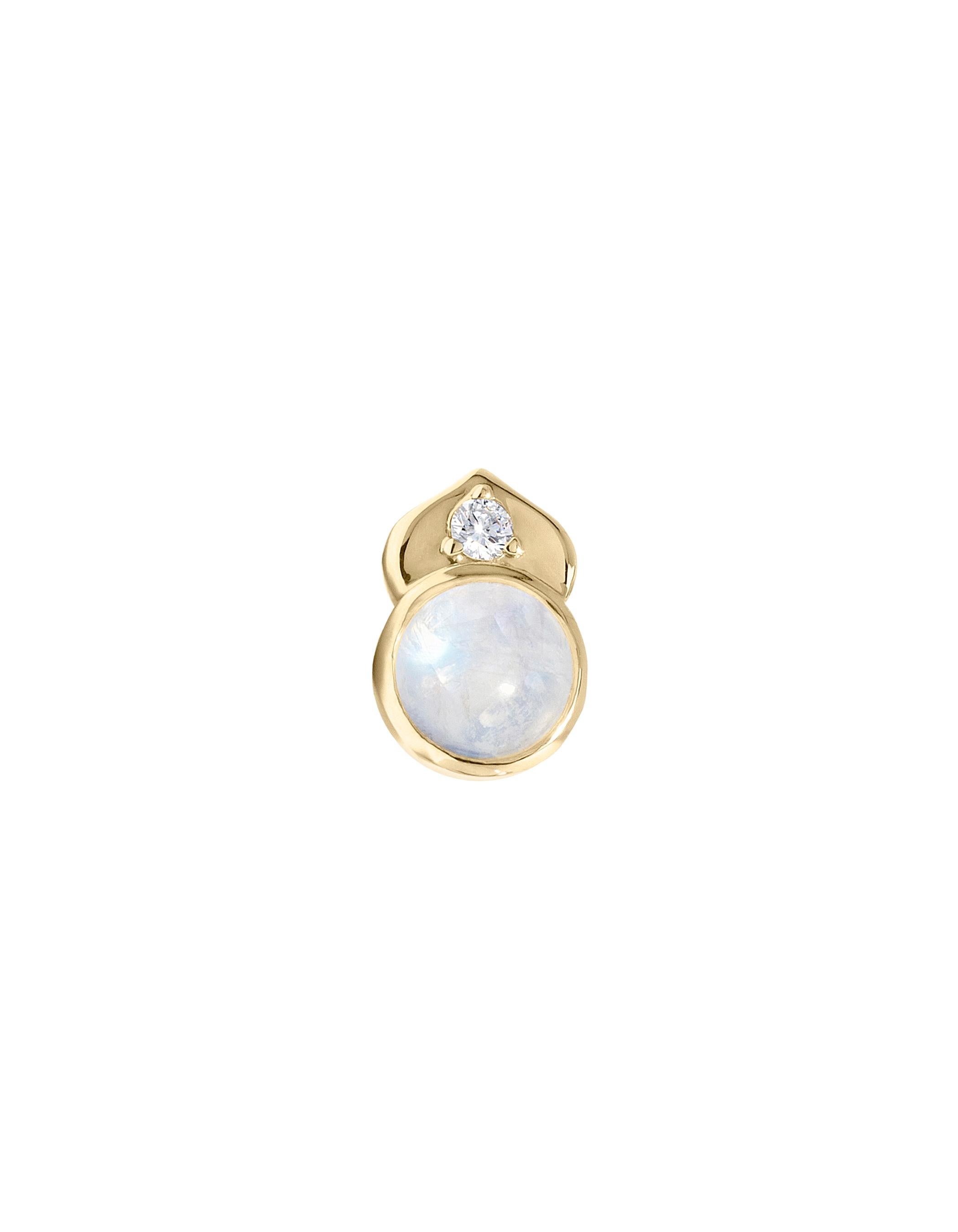 Gold Moonstone and Diamond Earrings For Sale 1