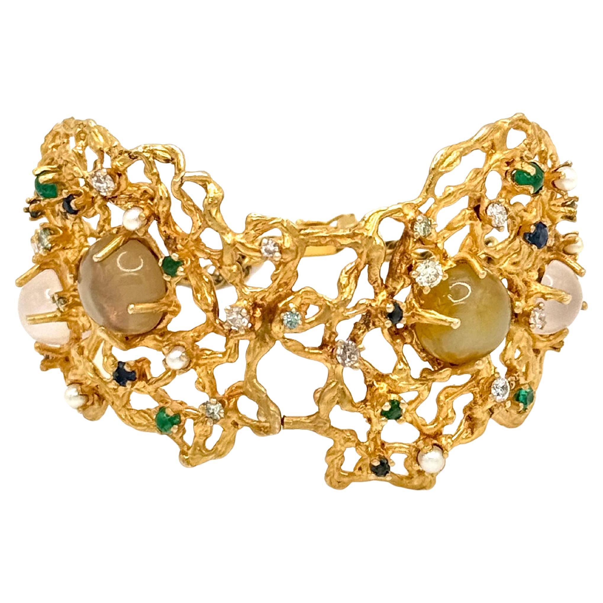 14K Yellow Gold Moonstone Bracelet