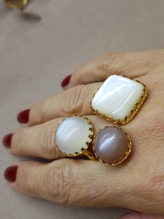 Gold Moonstone Modern Ring