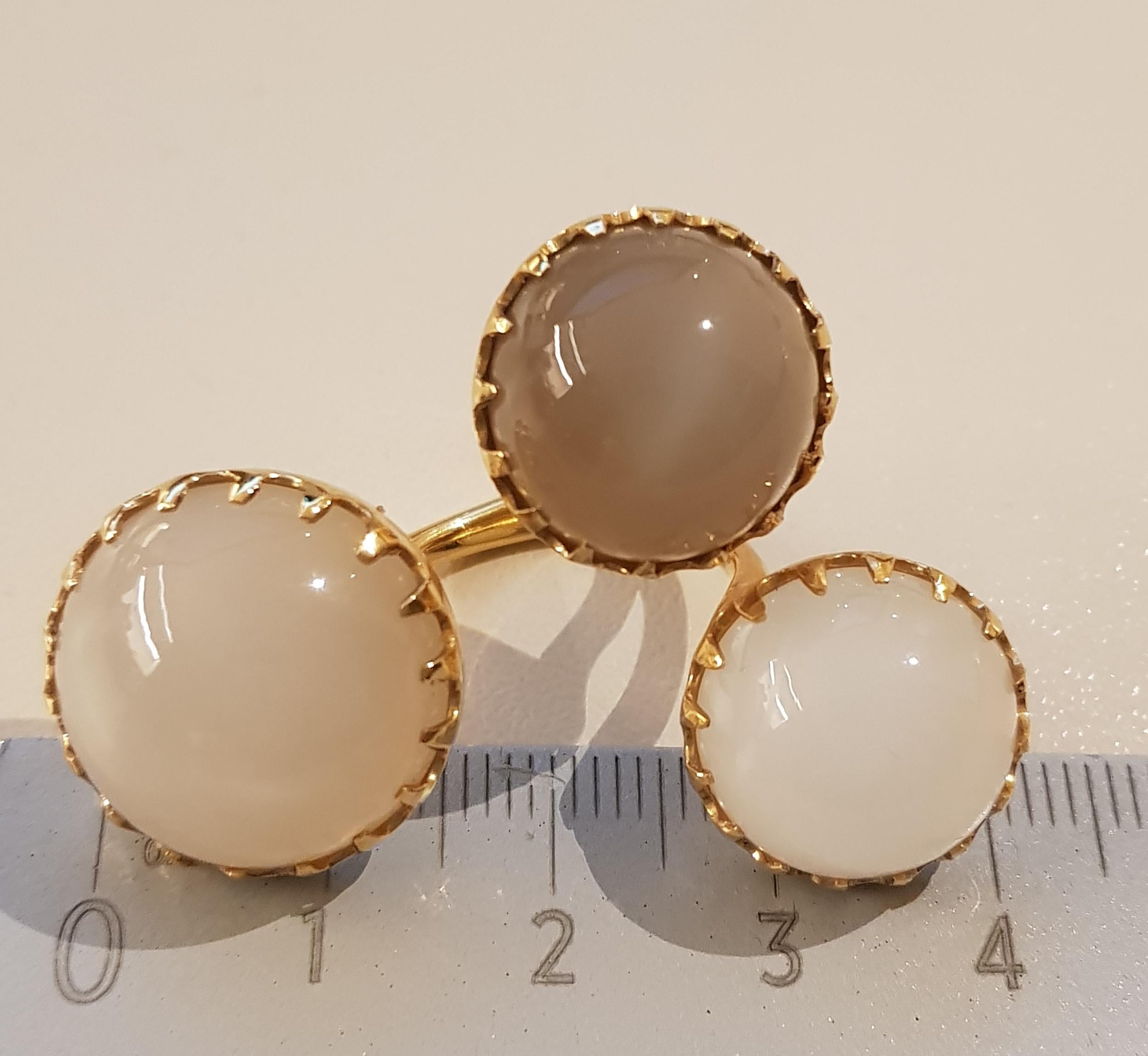 Gold Moonstone Modern Ring In New Condition For Sale In Findikli, Beyoglu
