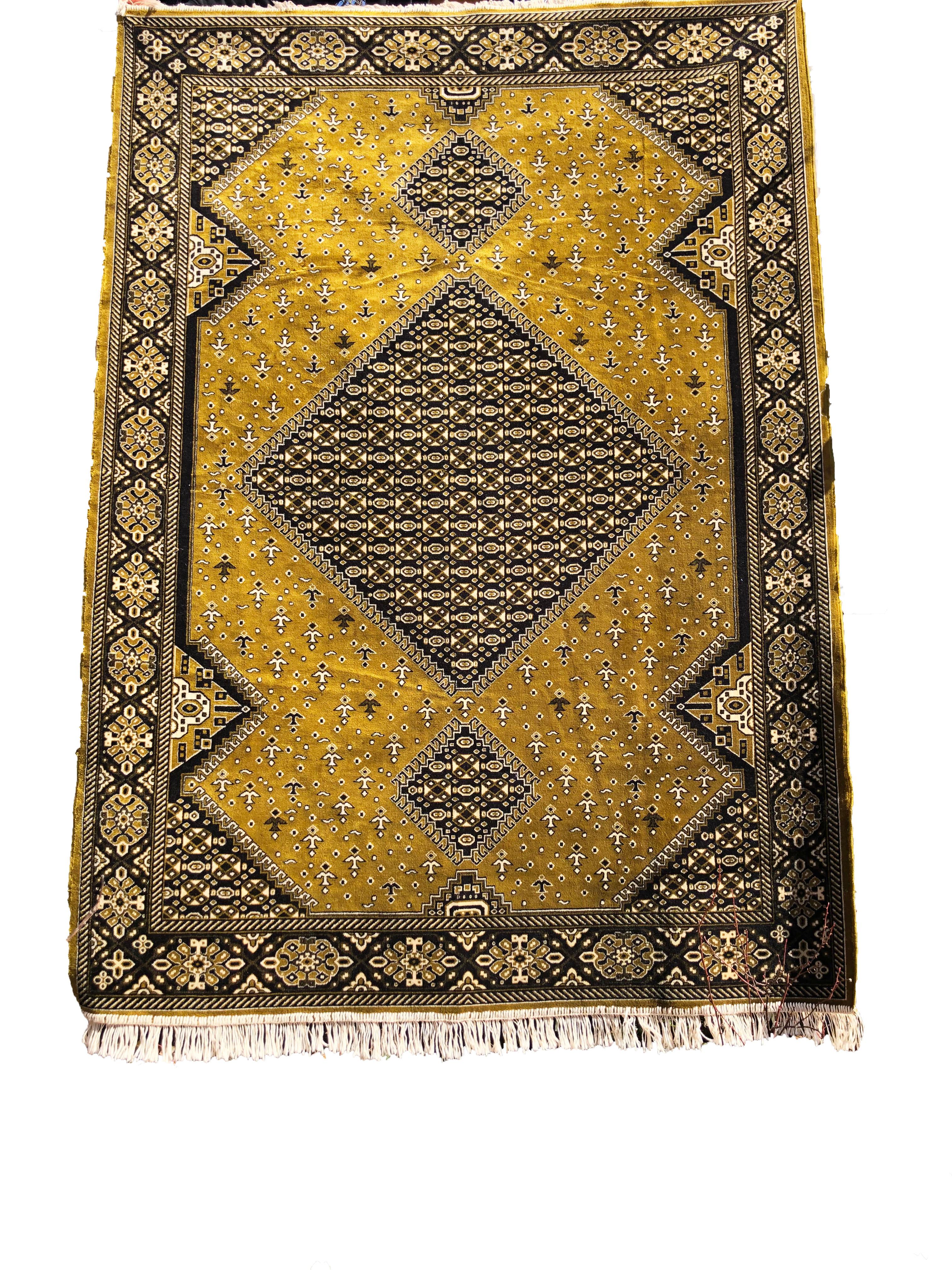 Hand-Woven New Contemporary Moroccan Silk Area Rug - Rabat Style Gold Velvet For Sale