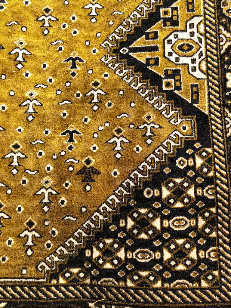 Moroccan Cactus Silk Gold Velvet Persian Area Rug, HandLoomed In Stock For Sale at 1stdibs