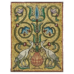 Gold Mosaic Bird and Floral Design