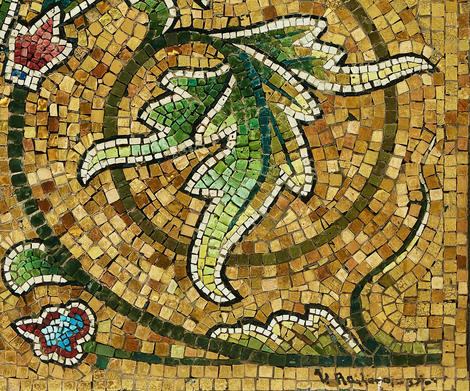 Scandinavo moderno Mosaico d'oro floreale e disegno arcaico di foglie di Accantus in vendita