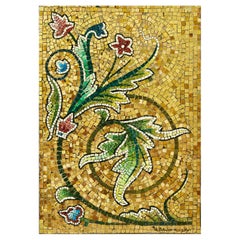 Gold Mosaic Floral and Archaic Accantus Leaves Design