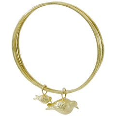 Vintage Gold Mother and Baby Bird Bracelet