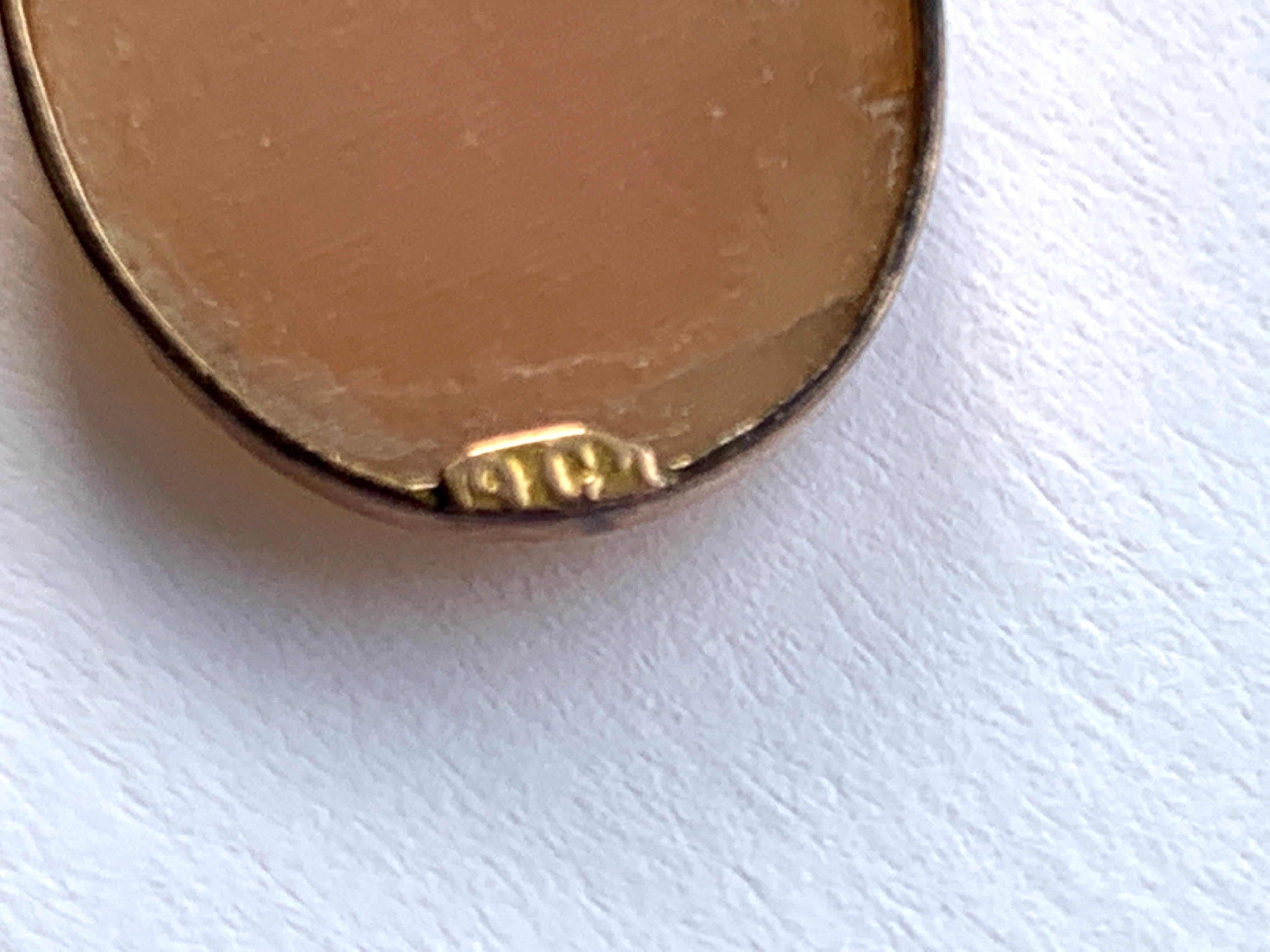Gold Mounted Cameo Earrings For Sale 1