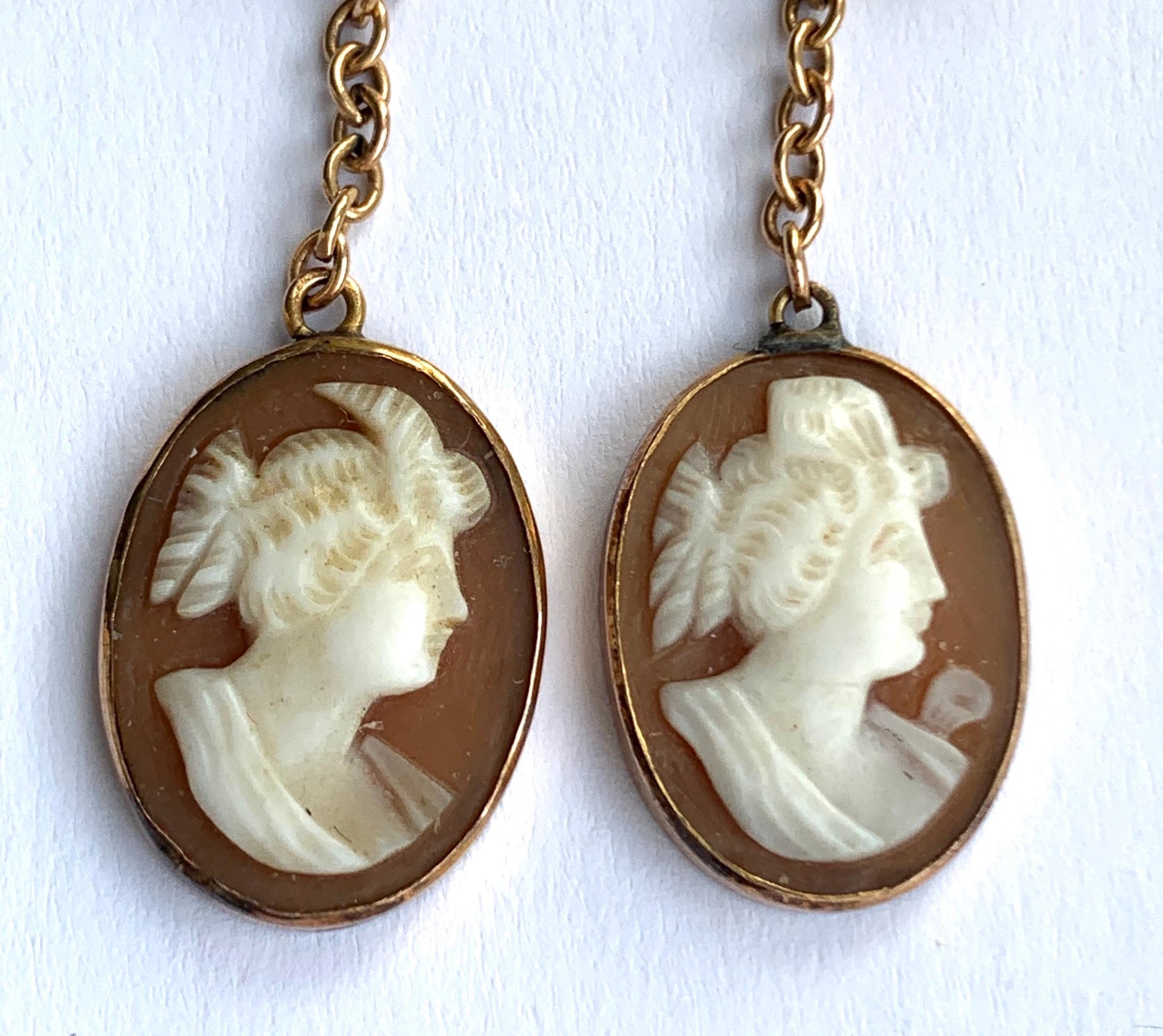Gold Mounted Cameo Earrings For Sale 2