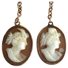 Antique Gold Mounted Cameo Earrings
