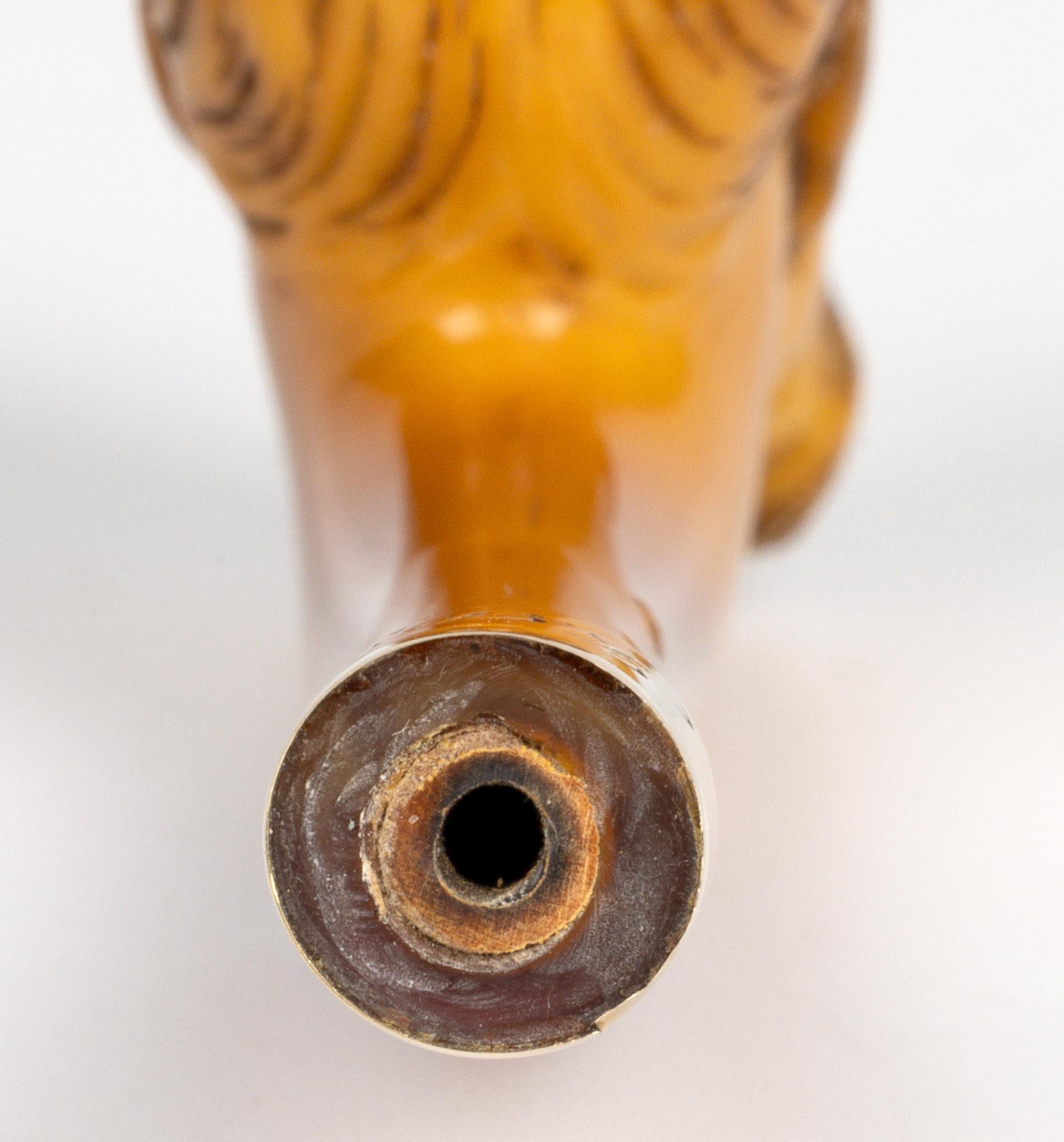Gold Mounted Meerschaum Carved Confederate Soldier Head Pipe Bowl For Sale 2