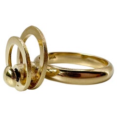 Gold Movable Ring Unique Designer Ring Circles Forever Ring 14kt Spinning Ring