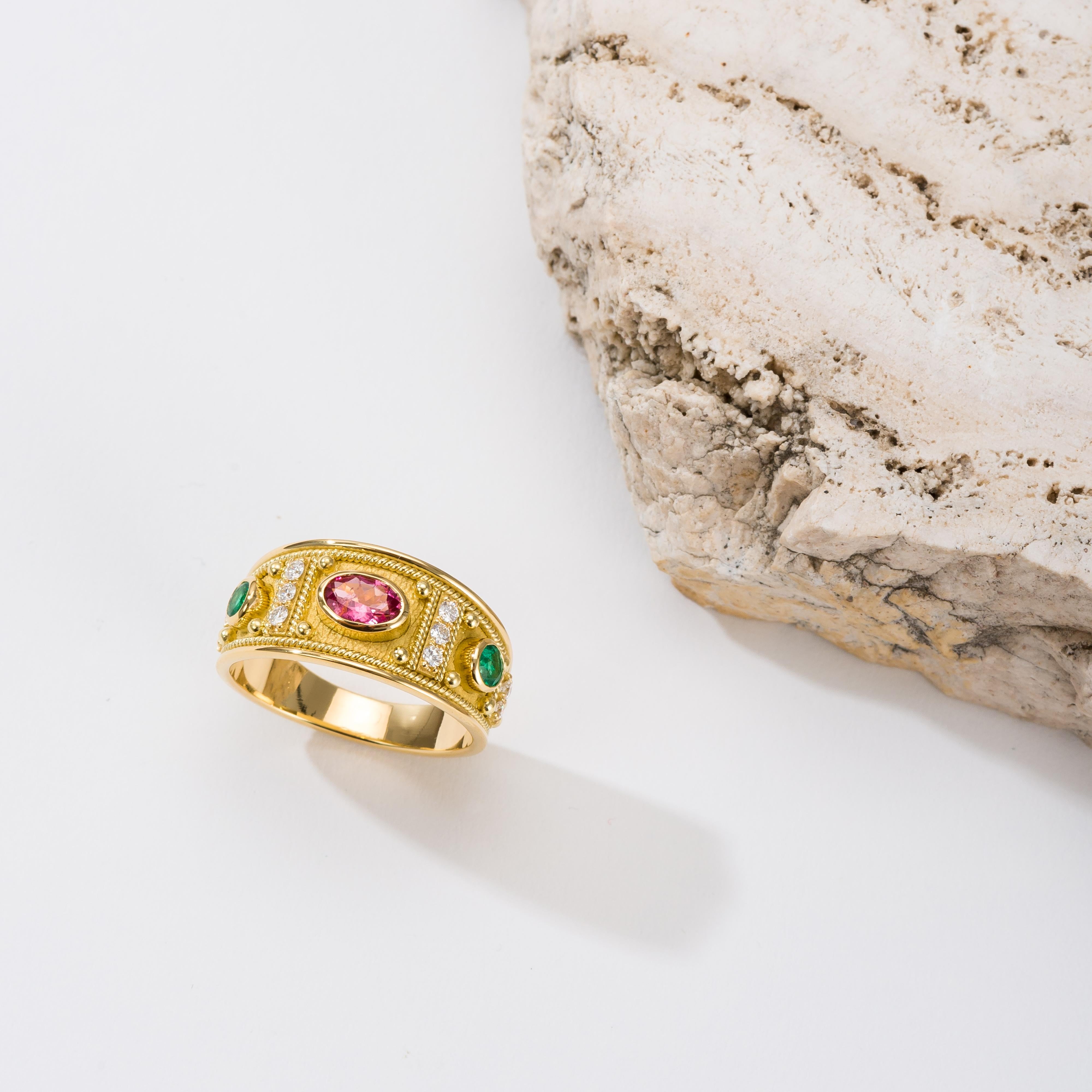 Mehrfarbiger byzantinischer Ring aus Gold im Zustand „Neu“ im Angebot in Athens, GR