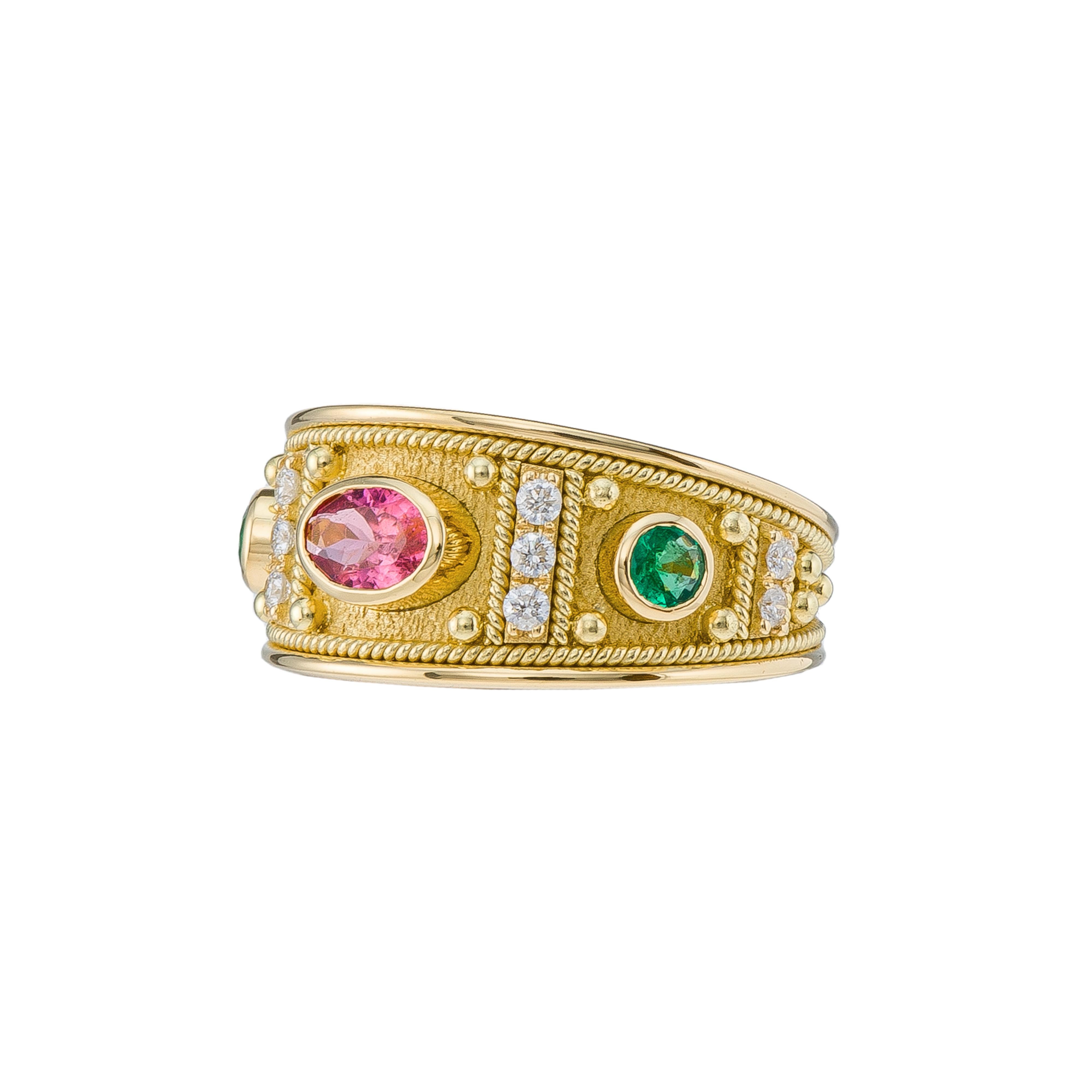 Mehrfarbiger byzantinischer Ring aus Gold im Angebot 1