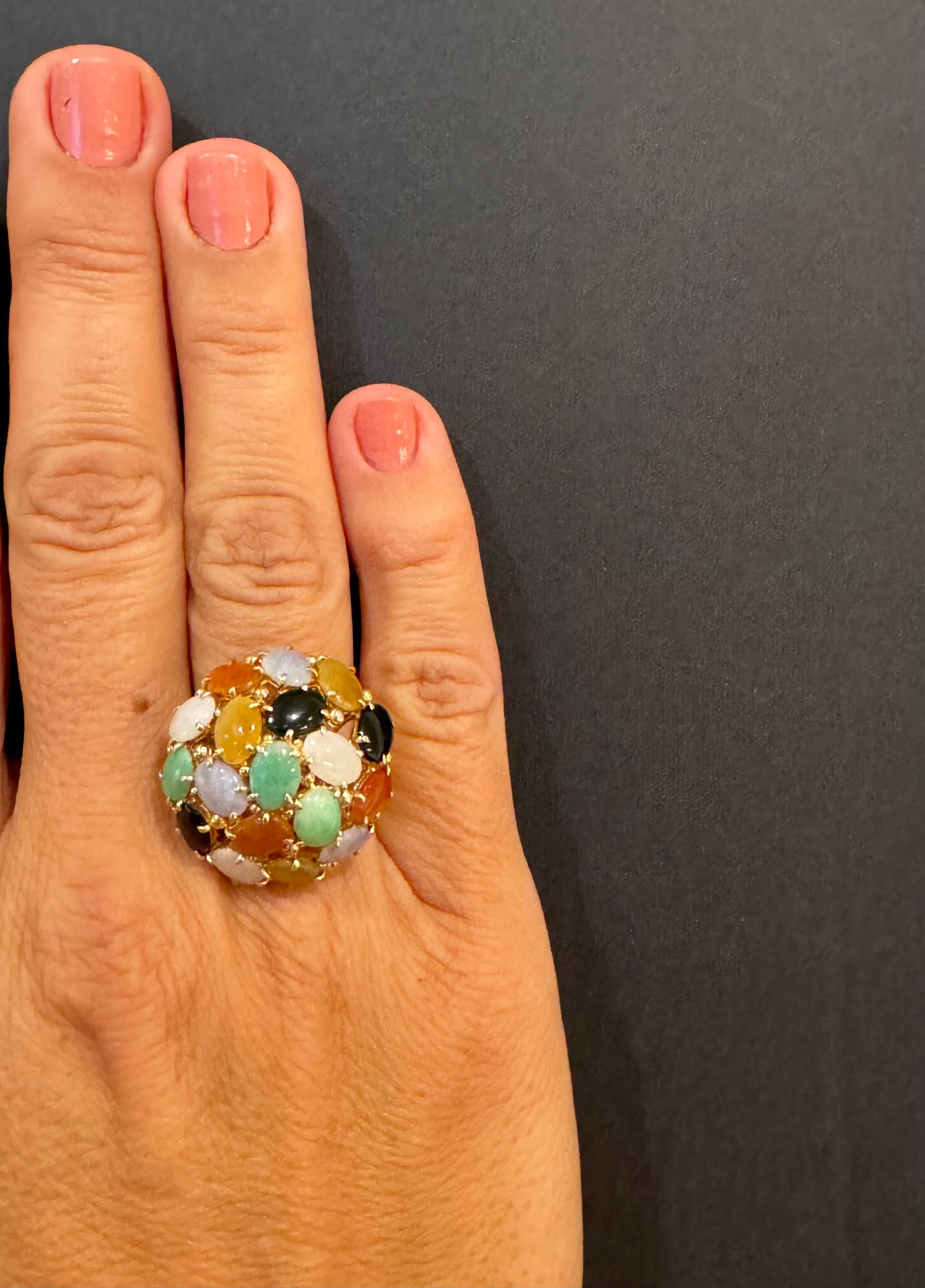 Gold & Multi-Color Stone Dome Ring For Sale 1