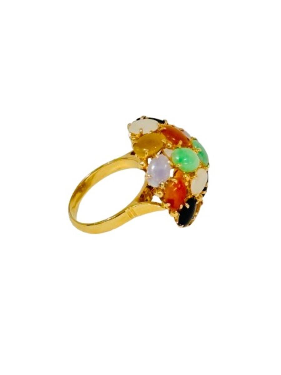 Gold & Multi-Color Stone Dome Ring In New Condition For Sale In Studio City, CA