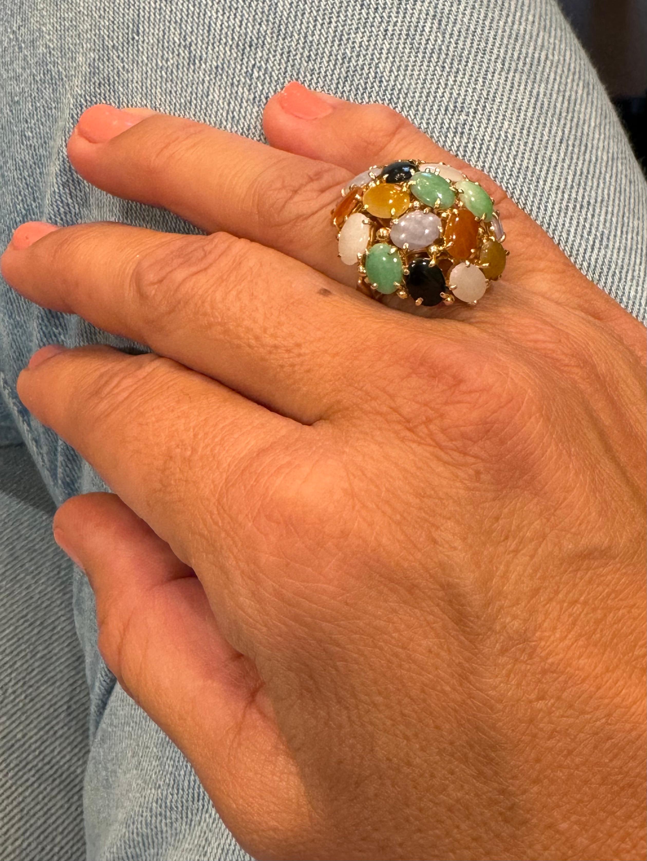 Gold & Multi-Color Stone Dome Ring For Sale 3