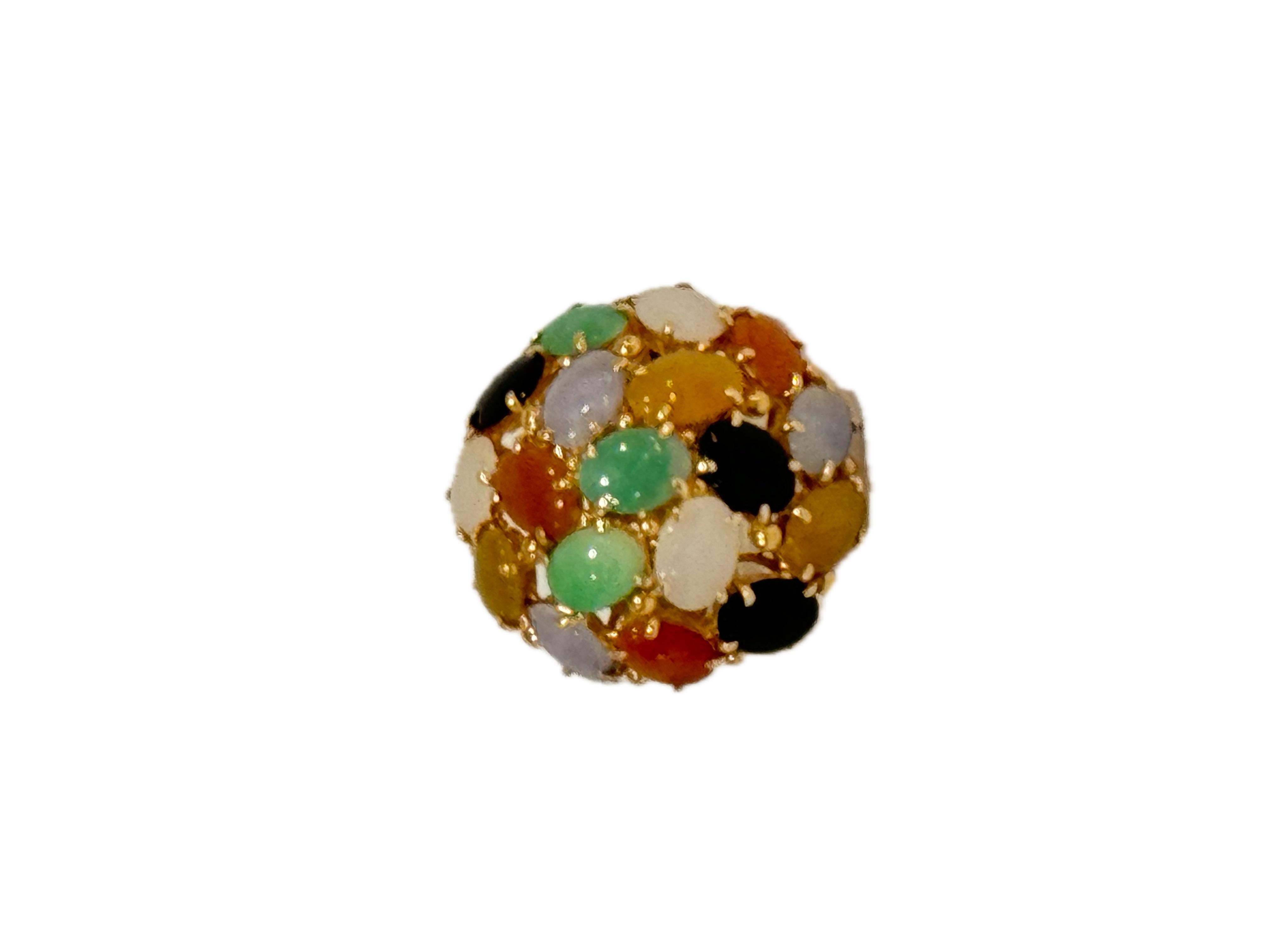 Women's or Men's Gold & Multi-Color Stone Dome Ring For Sale