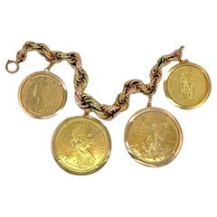Gold Multi National Coin Charm Bracelet