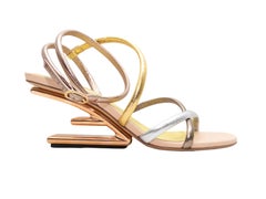 Gold & Multicolor Fendi Skulpturale Sandalen mit Absatz Größe 39