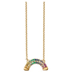 Gold Multicolored Sapphire Rainbow Necklace