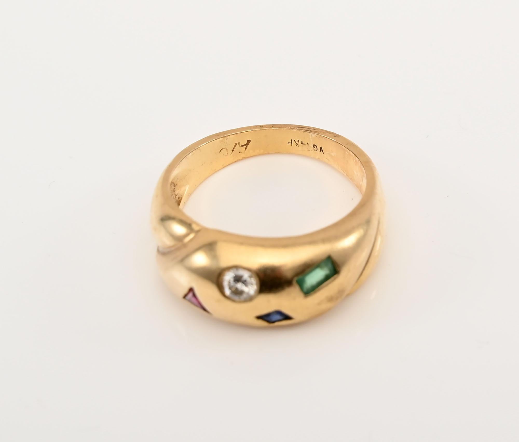 Gold Multigem Domed Ring In Excellent Condition In Darnestown, MD