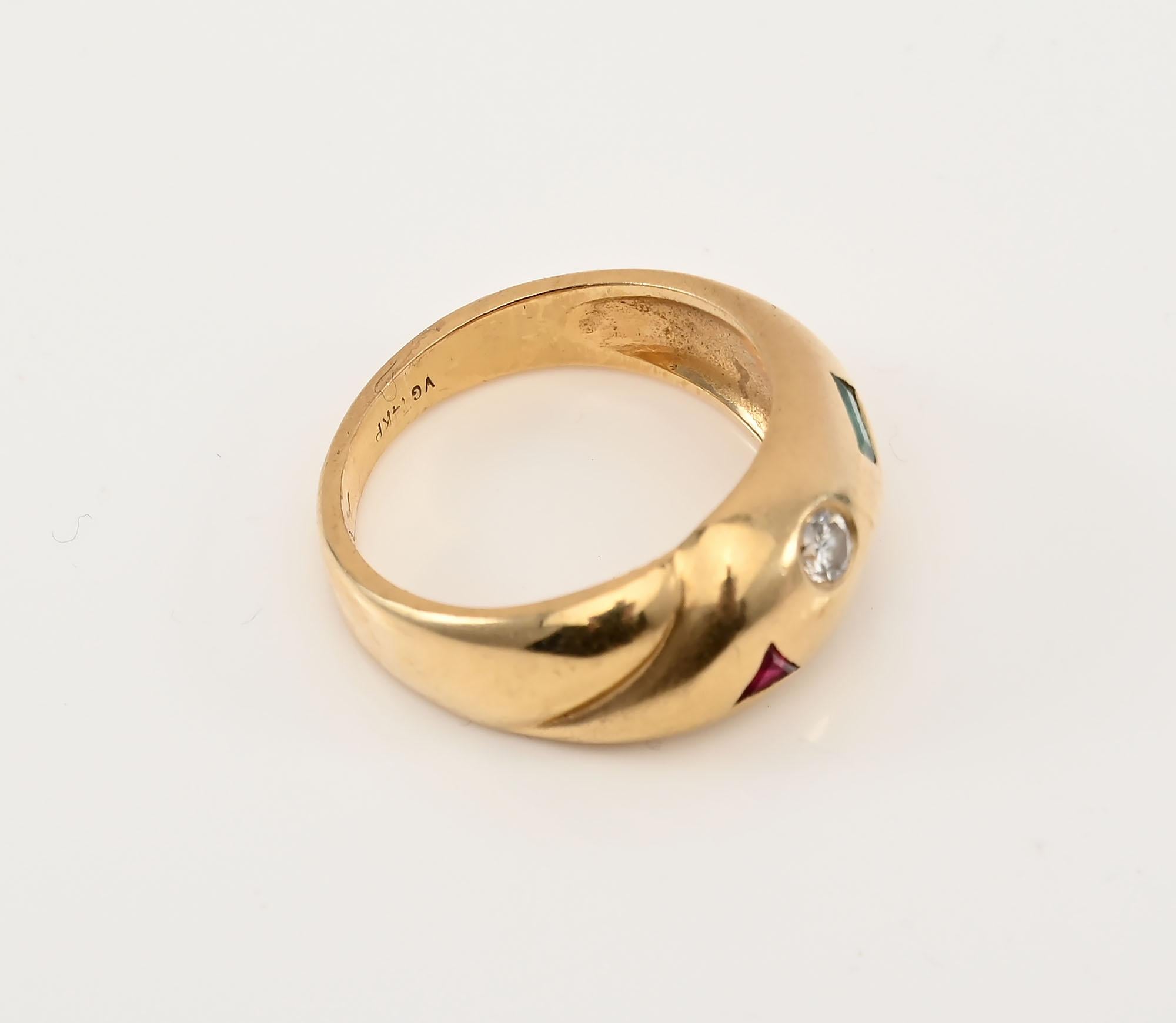Women's or Men's Gold Multigem Domed Ring