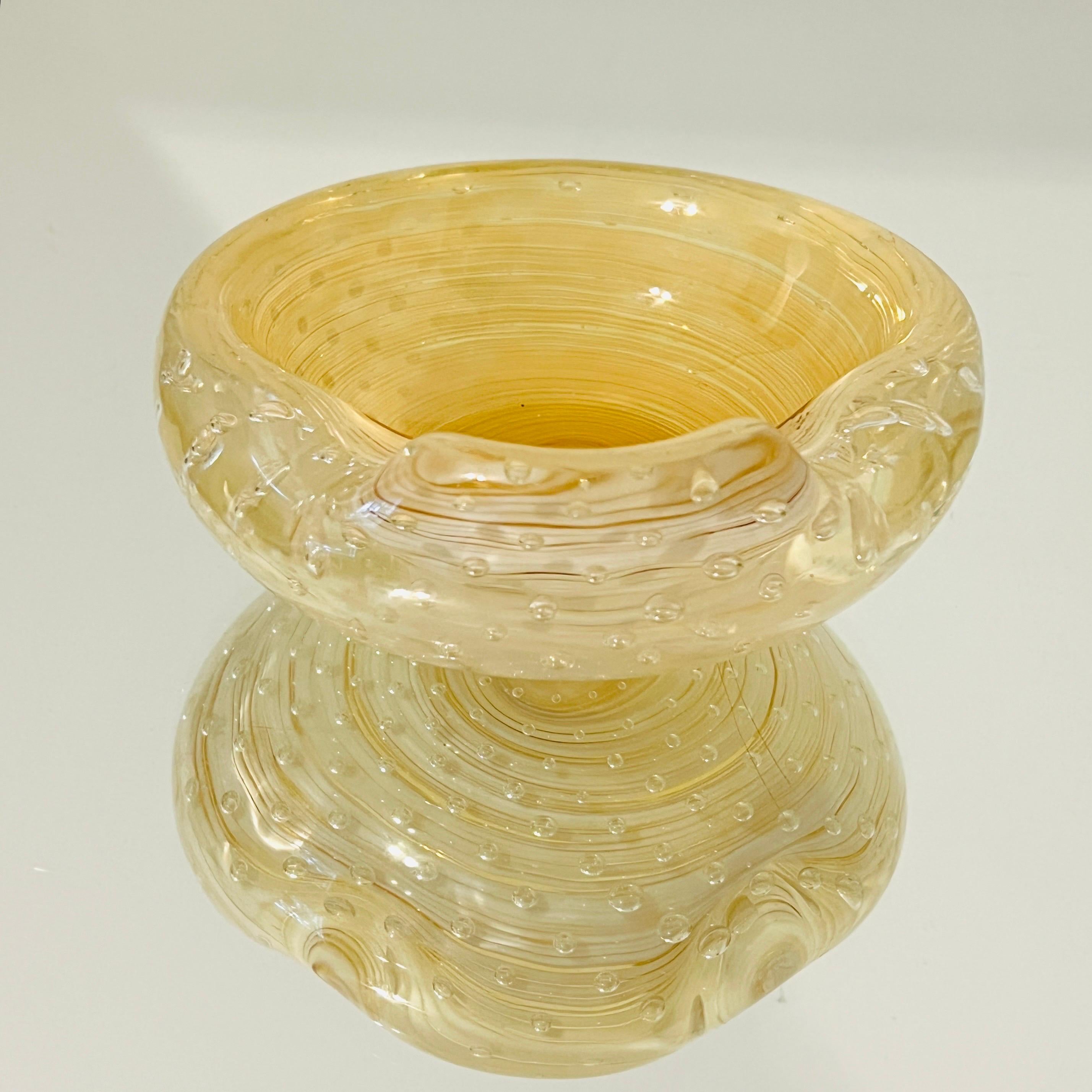 Posacenere o ciotola decorativa di Murano in oro con design a bolle d'aria In condizioni buone in vendita a Fort Lauderdale, FL