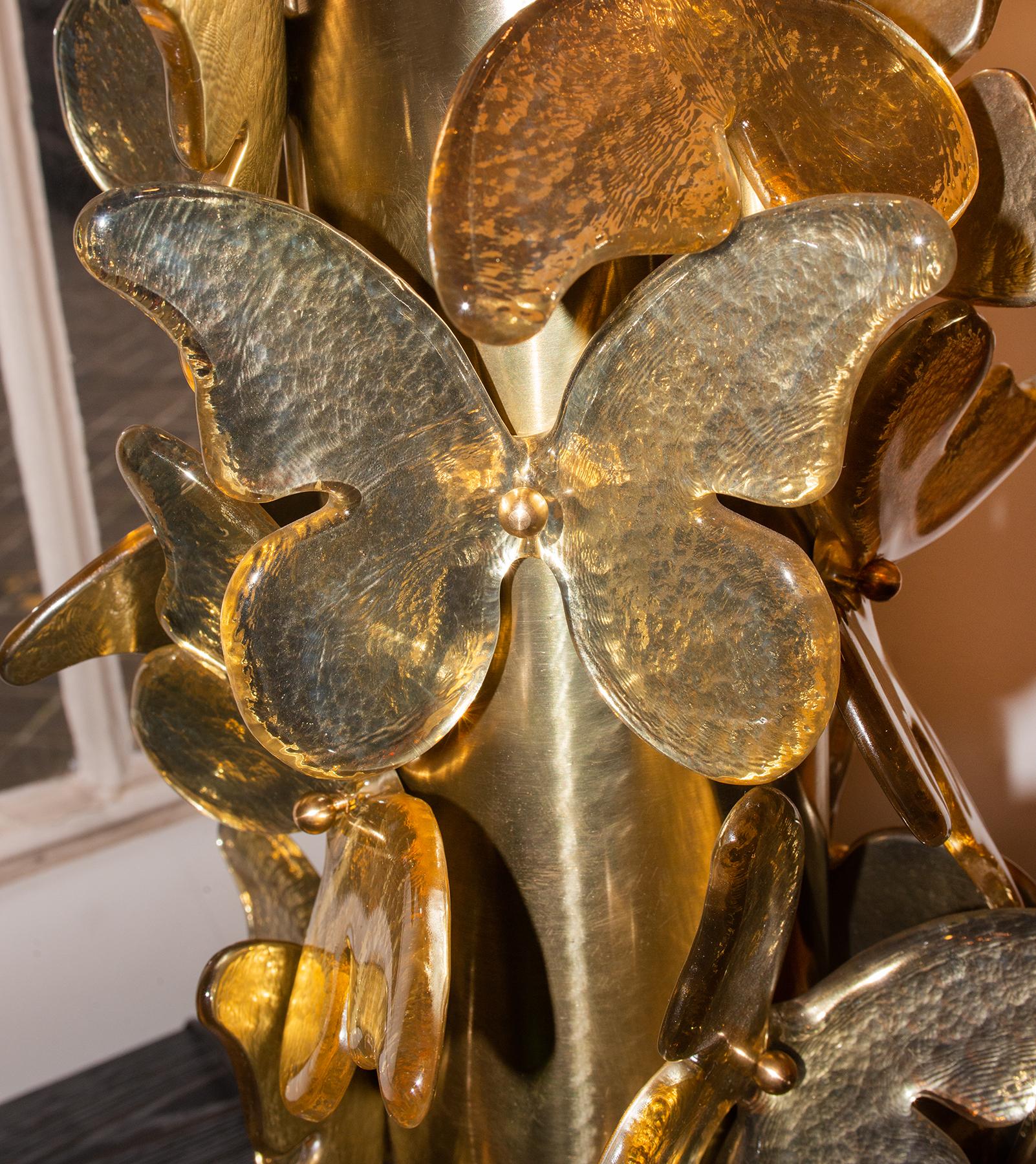 Italian Gold Murano Butterflies Table Lamp