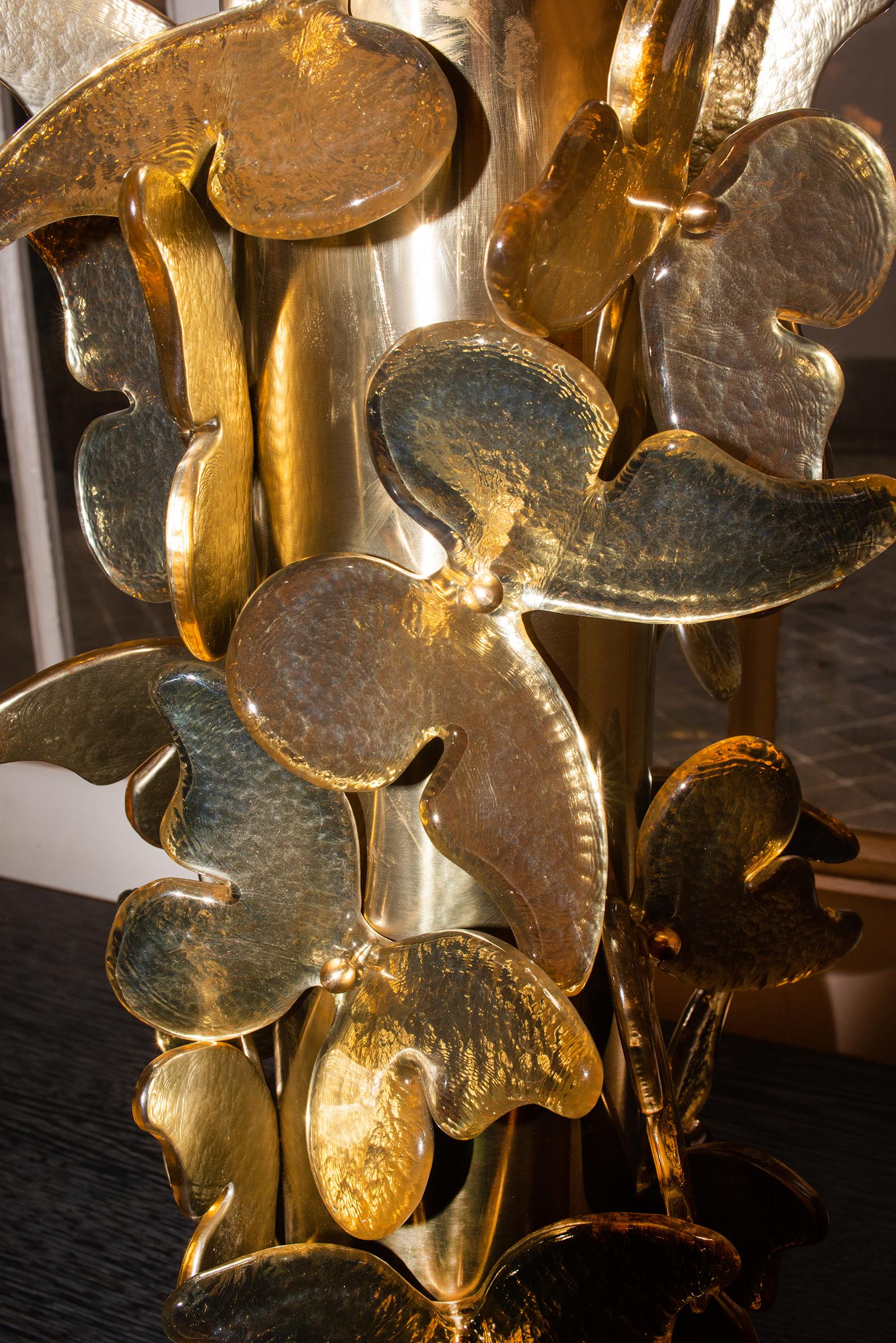 Gilt Gold Murano Butterflies Table Lamp