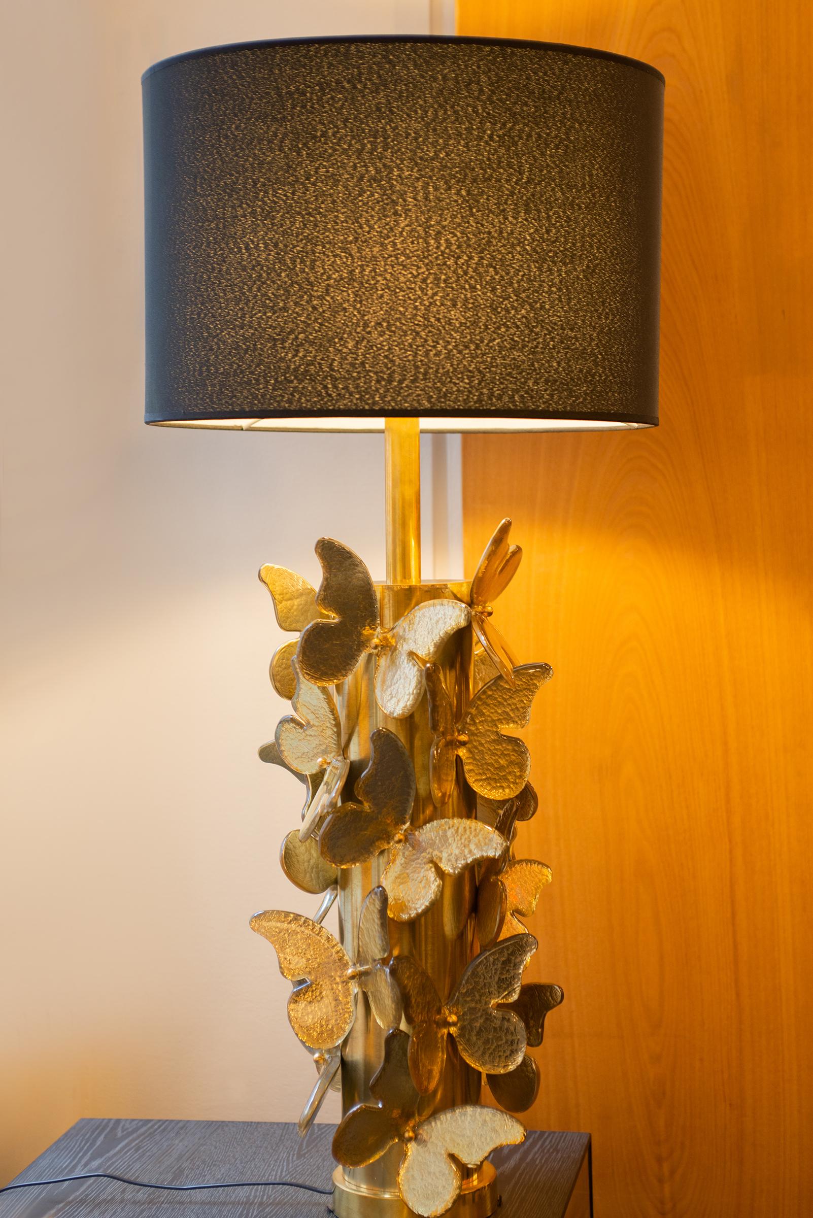 Gold Murano Butterflies Table Lamp In New Condition In Paris, FR