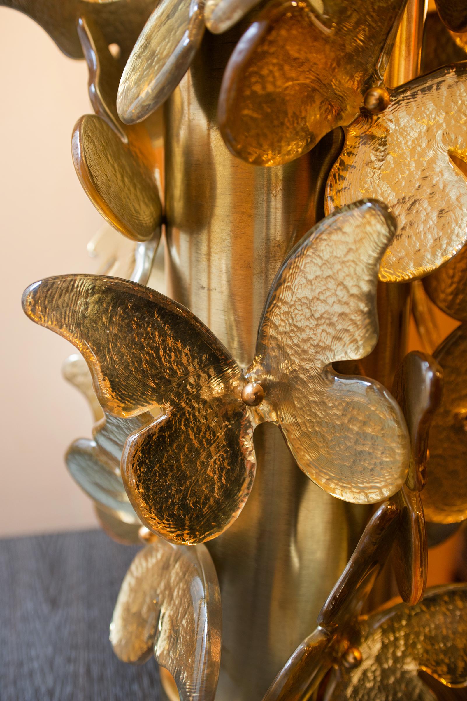 Gold Leaf Gold Murano Butterflies Table Lamp