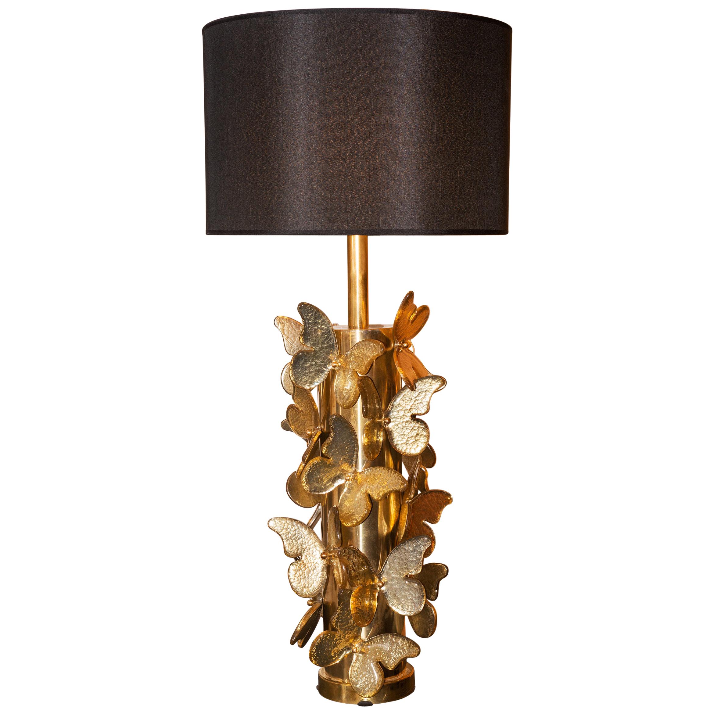 Gold Murano Butterflies Table Lamp