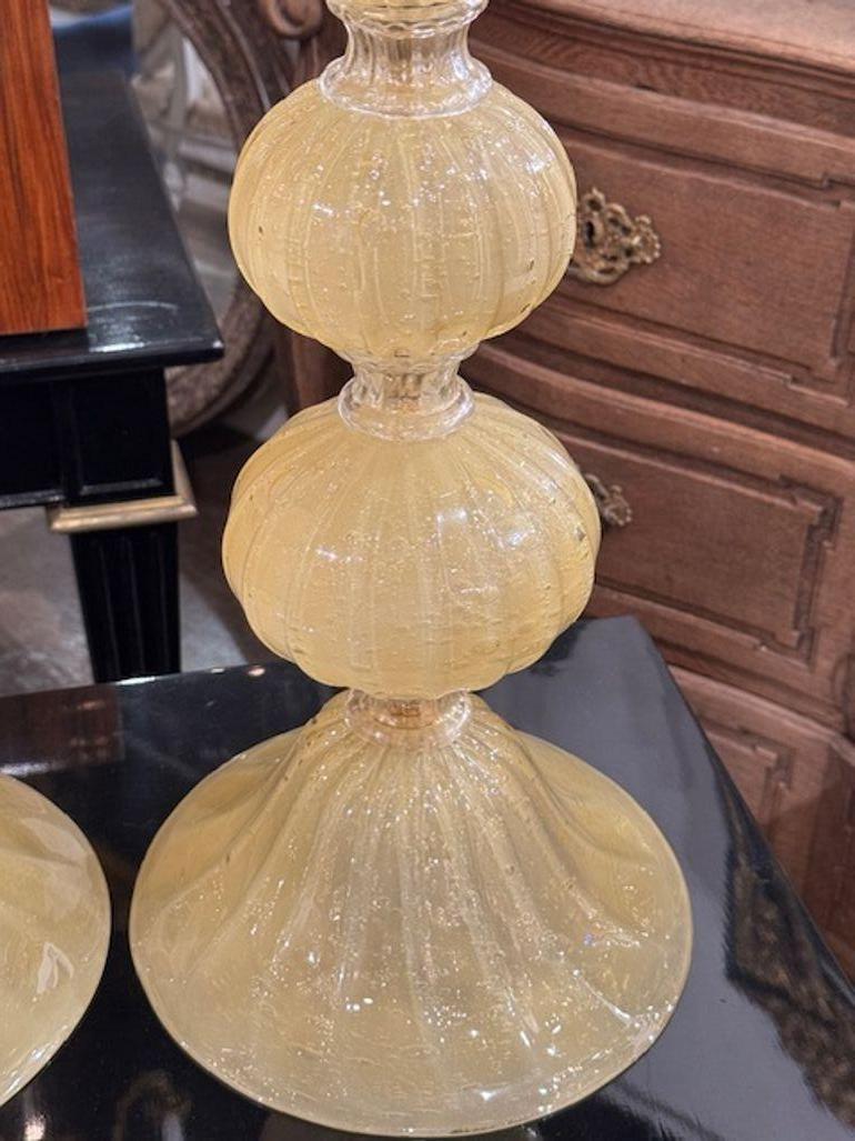 Lampes de forme Ball and Ball en verre de Murano doré Bon état - En vente à Dallas, TX