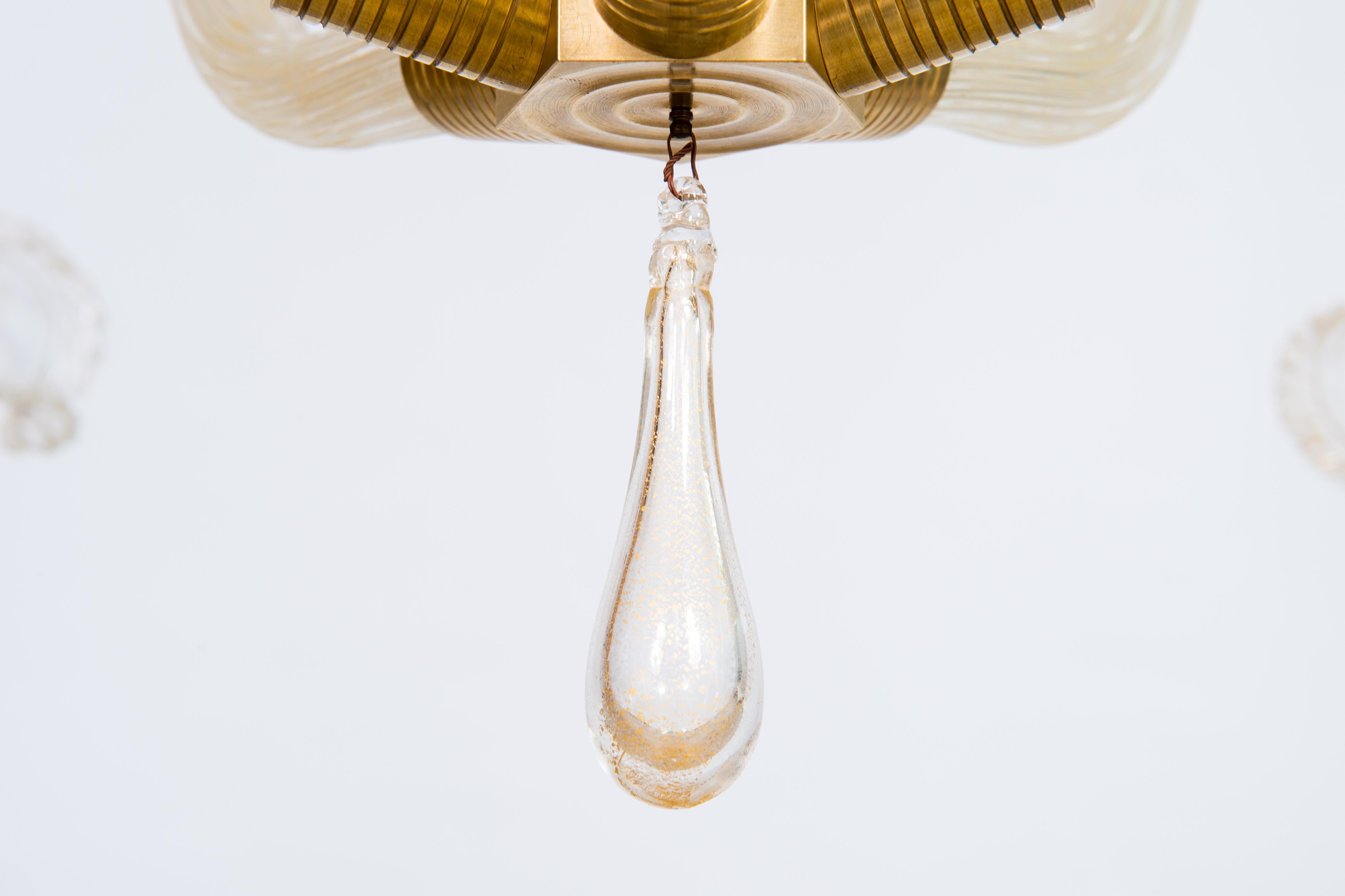 Lustre en verre de Murano doré par Giovanni Dalla Fina 1960 en vente 3