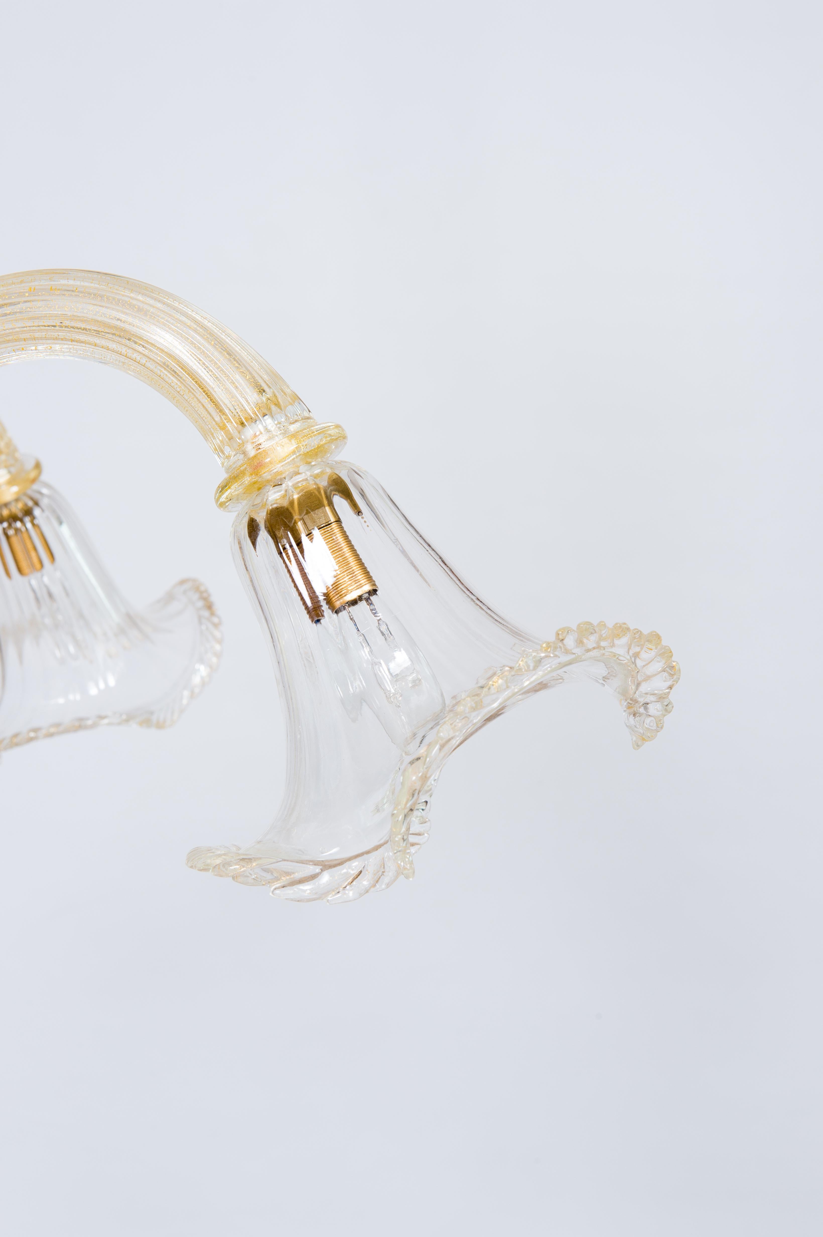 Lustre en verre de Murano doré par Giovanni Dalla Fina 1960 en vente 4