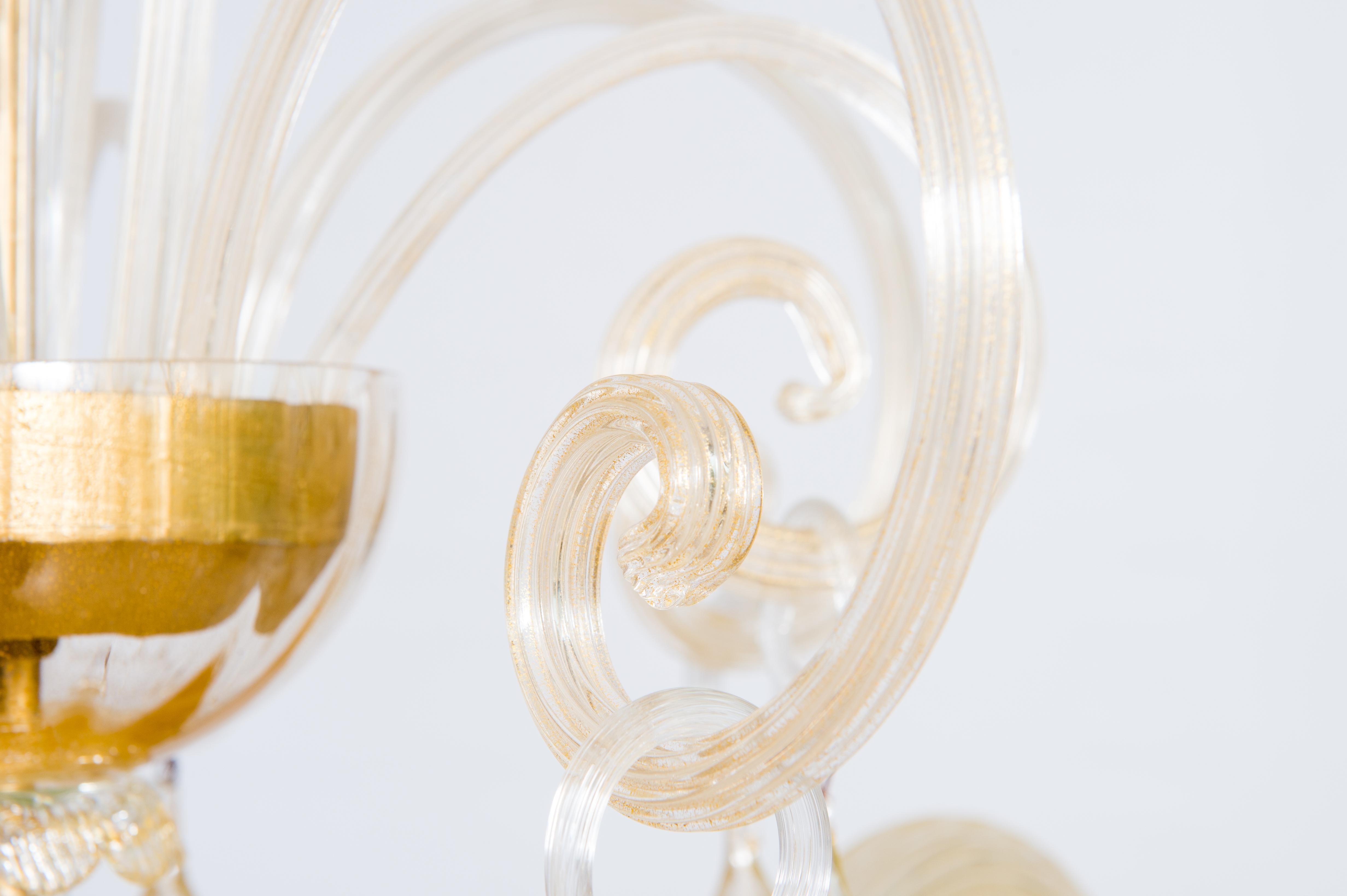 Lustre en verre de Murano doré par Giovanni Dalla Fina 1960 en vente 5