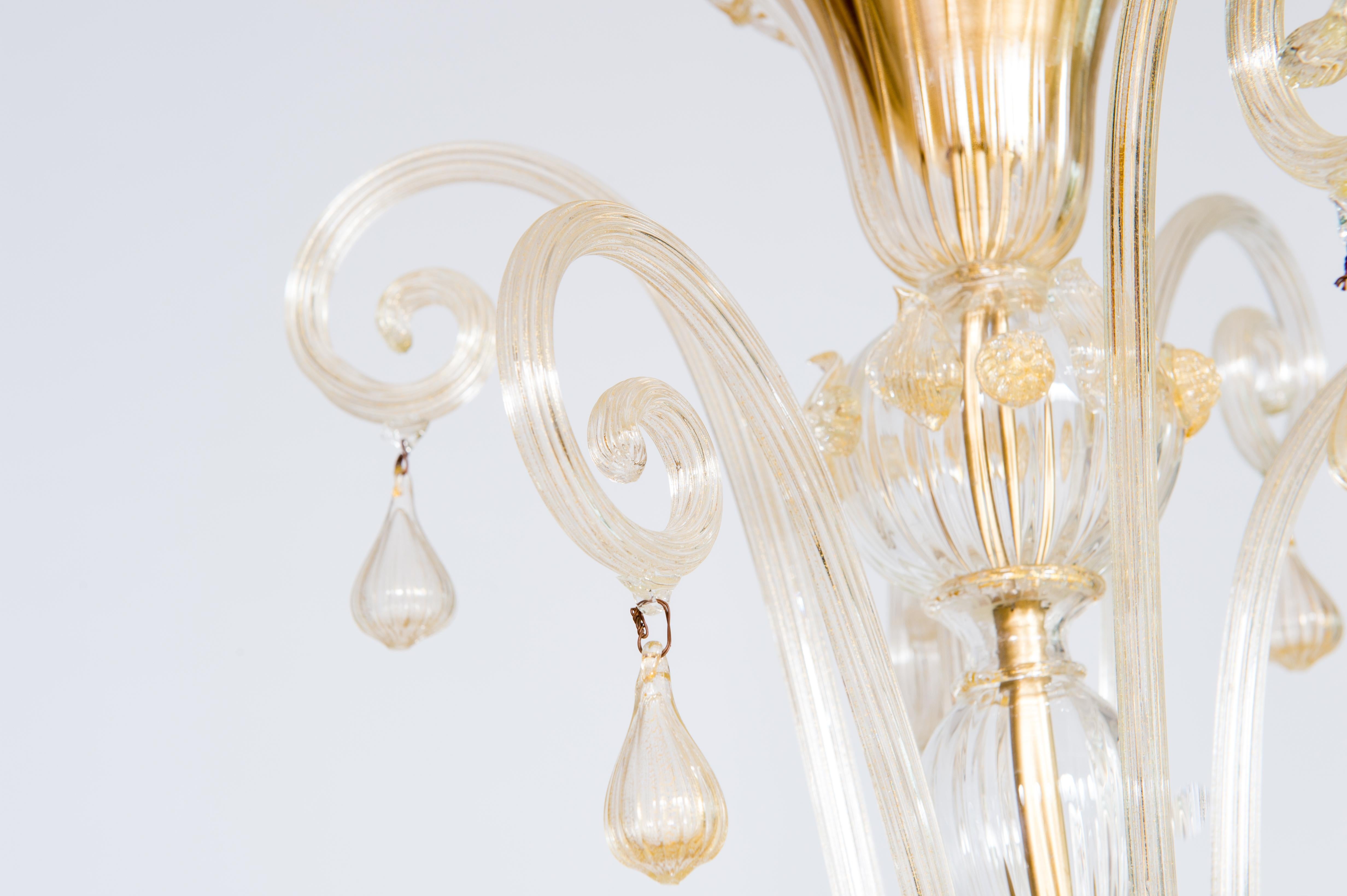 Lustre en verre de Murano doré par Giovanni Dalla Fina 1960 en vente 6